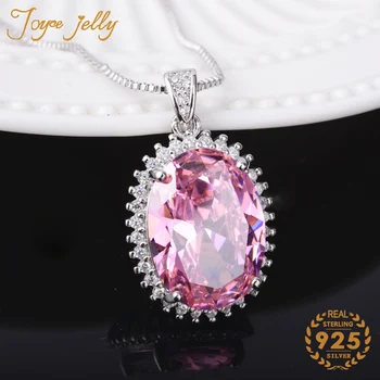 

JoyceJelly 925 Sterling Silver Necklace Pandent For Women Ruby Pink Gemstone Retro Classic Style Fashion Women Jewelry Wholesale