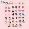 20pairs Lovely Baby Kids Children Earrings Unicorn Mermaid Pearl Crystal Crown Statement Jewelry Stud Earrings Set Birthday Gift ► Photo 1/6