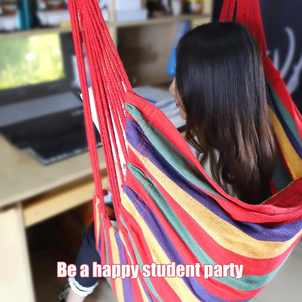 200KG Load Hanging Hammock Chair Canvas Rope Swing Bed Outside Beach Garden Camping Travel Home Leisure Hanging Hammock Chair