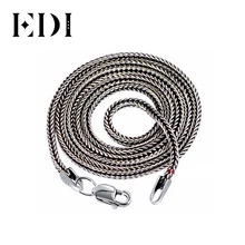 EDI Винтаж Ретро 925 пробы Серебряное длинное ожерелье для женщин и мужчин ювелирные изделия 2 мм контракт богемные цепи