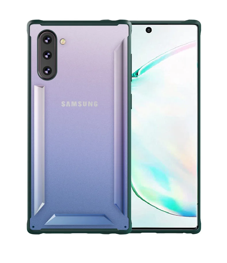 Прозрачный матовый противоударный чехол для телефона с личи для samsung Galaxy Note10 Note10+ противоударный чехол-бампер