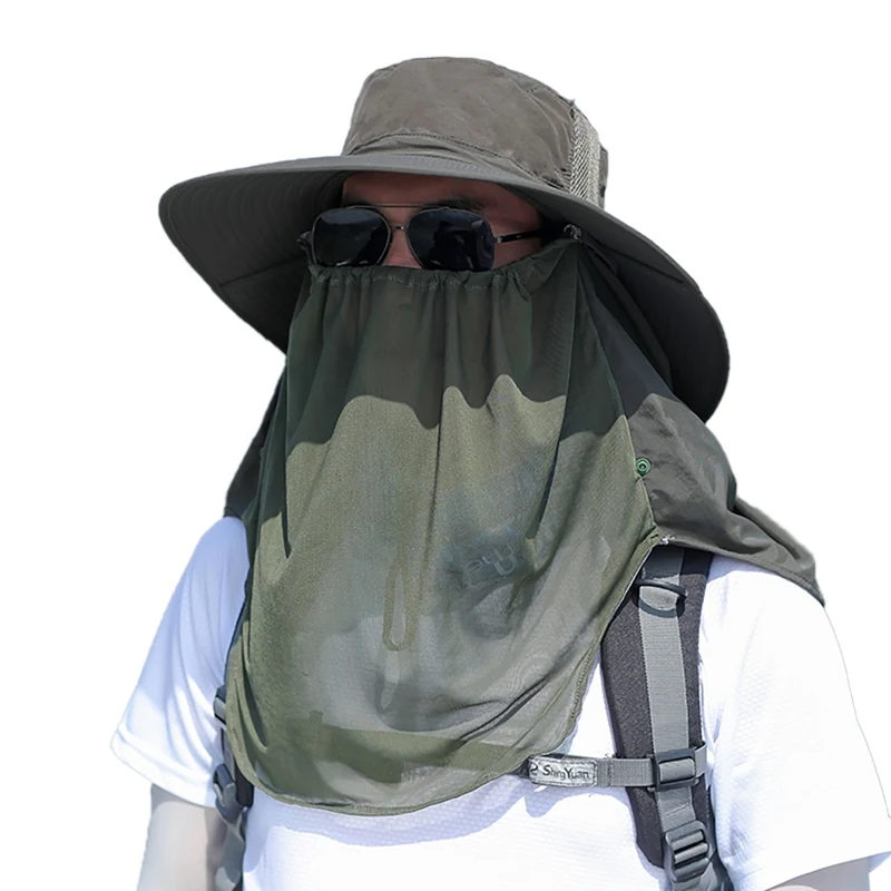 Открытый Рыбалка Пешие прогулки Солнцезащитная Ветрозащитная маска для лица ухо шеи рыбак ведро шляпа велоспорт с широкими полями