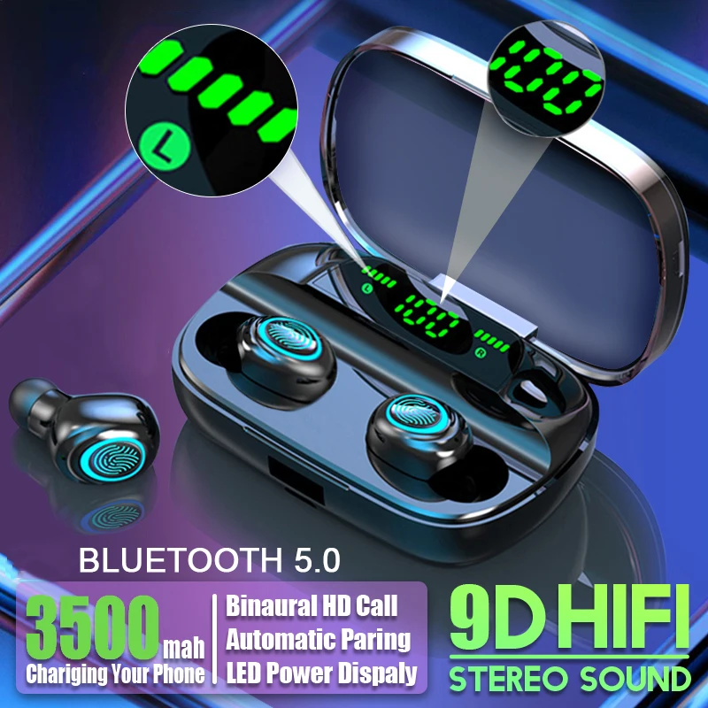 Marca tws bluetooth fones de ouvido sem fio com microfone 3500mah à prova dhifi água alta fidelidade estéreo cancelamento ruído fone earbud