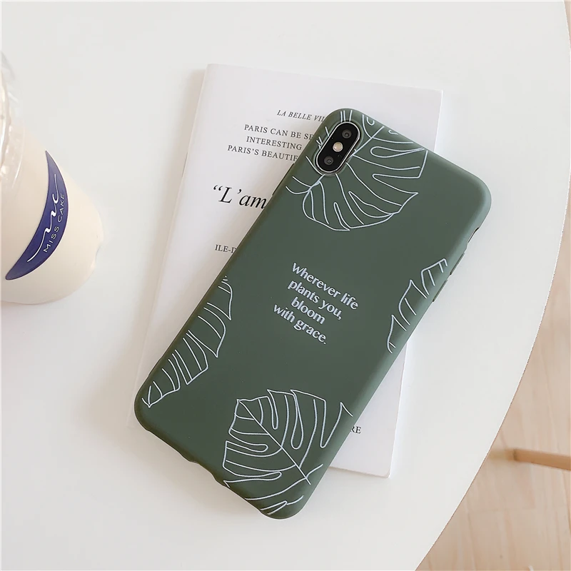 

1pcs Phone Cases Lovely Banana Leaves Phone Case for Iphone Vintage Couples Letter Soft Clear Back Cover for Iphone Case