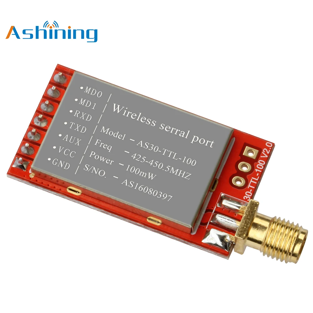 

UART Wireless Serial Port Module AS30-TTL-100 Data Encryption Point-to-Point Transmission 433MHz 100mW