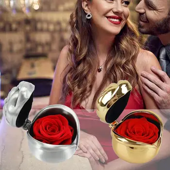 

Handmade Preserved Rose Bud Flower Jewelry Box Mother Wedding Valentine Day Gift Engagement Box Jewellery Packaging Box