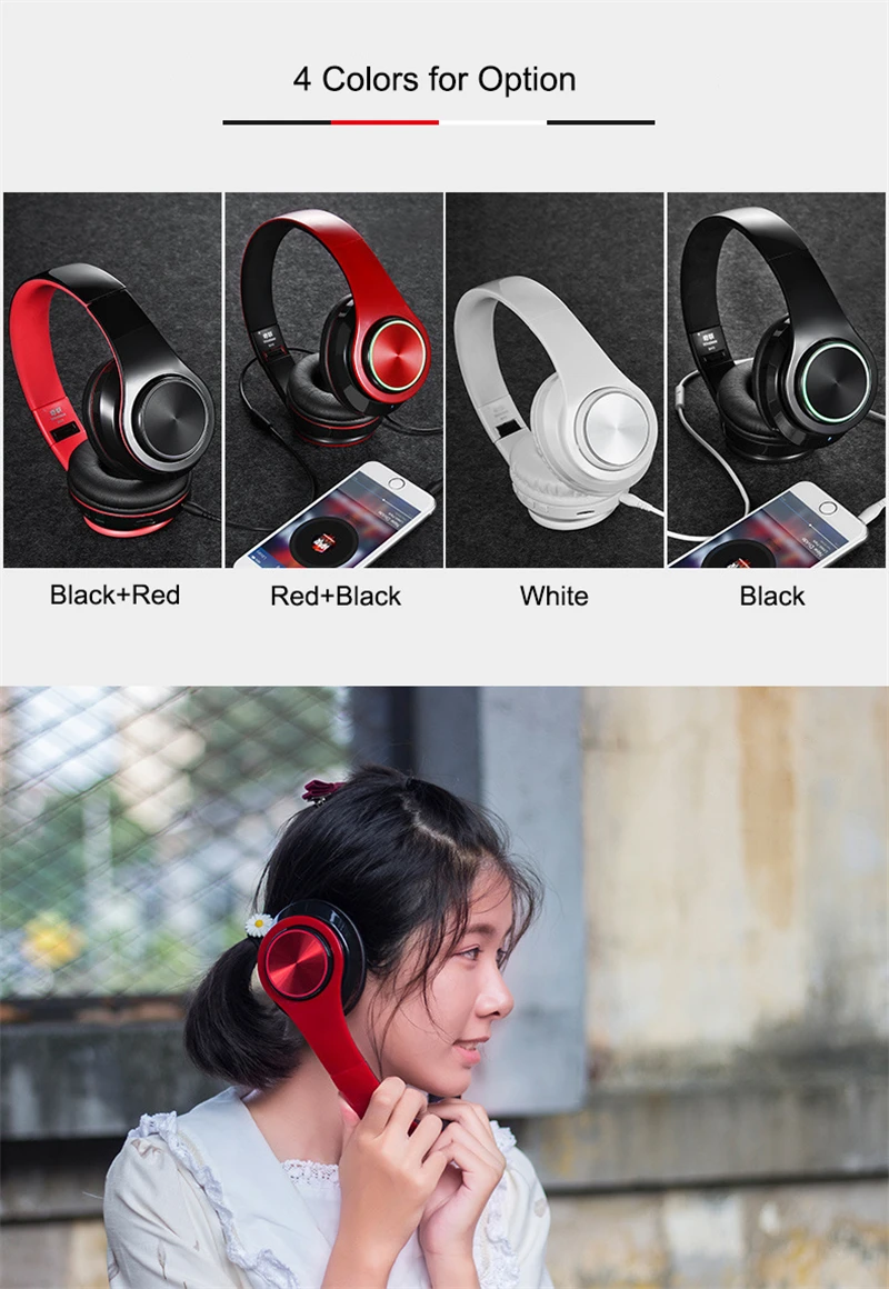 Складные беспроводные наушники Bluetooth наушники 7 цветов светящийся светодиодный осветительный прибор гарнитура с микрофоном Поддержка tf-карты