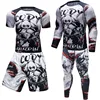 UCF BJJ Boxing Set Compression Jersey Pants 3D Wolf Print Rashguard KickBoxing Tight T-Shirts Trousers Muay Thai MMA Fightwear 2