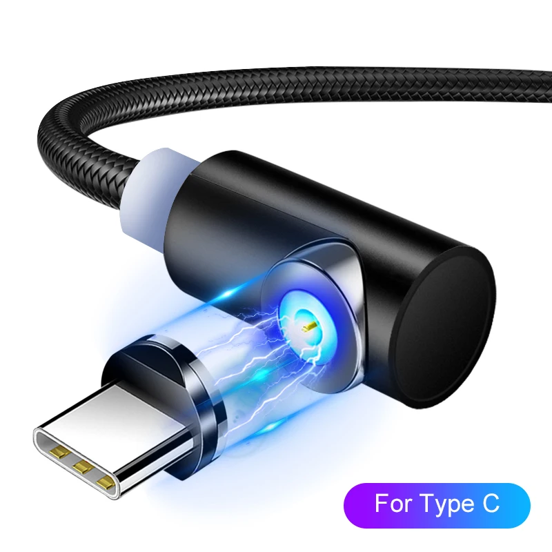 For Type C Black Магнитный USB кабель для iPhone 11 Pro Micro usb type C Кабель-адаптер зарядное устройство Быстрая зарядка кабель для samsung Xiaomi LG телефонный шнур - Цвет: For Type C Black