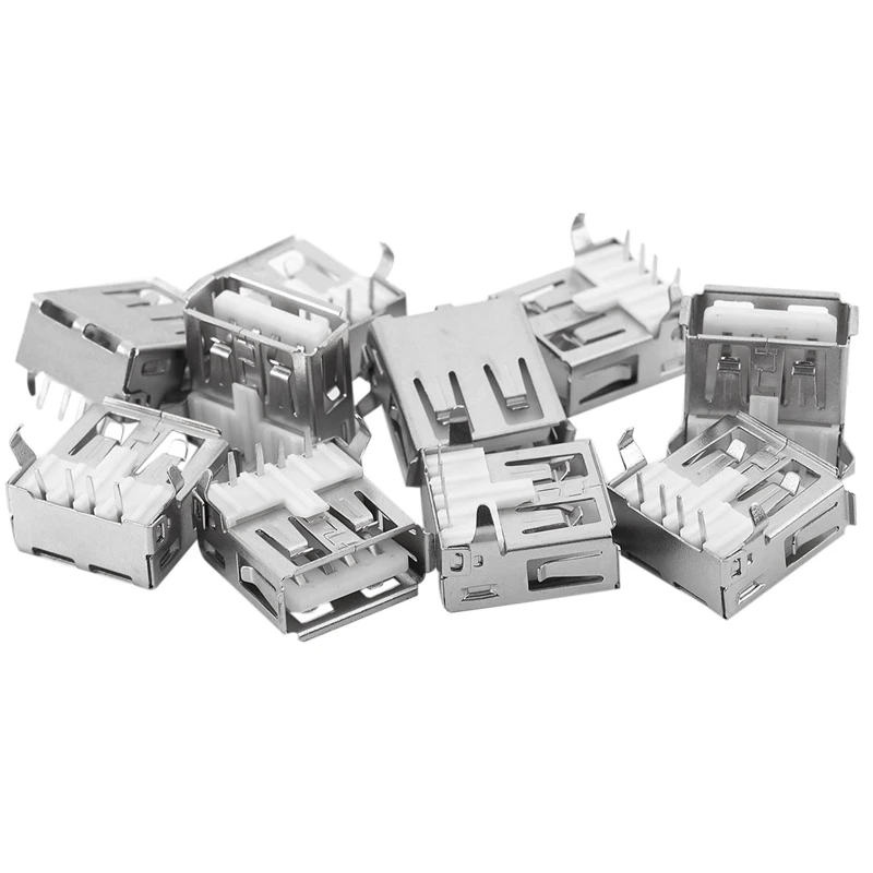 

10 PCS USB Type-A Female PCB Mount Socket Plug Connector Right Angle 4 Pin New