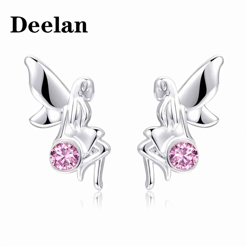DEELAN модные вечерние серьги-гвоздики для женщин, серебряные циркониевые очаровательные свадебные серьги, ювелирные изделия для помолвки, подарки на день Святого Валентина