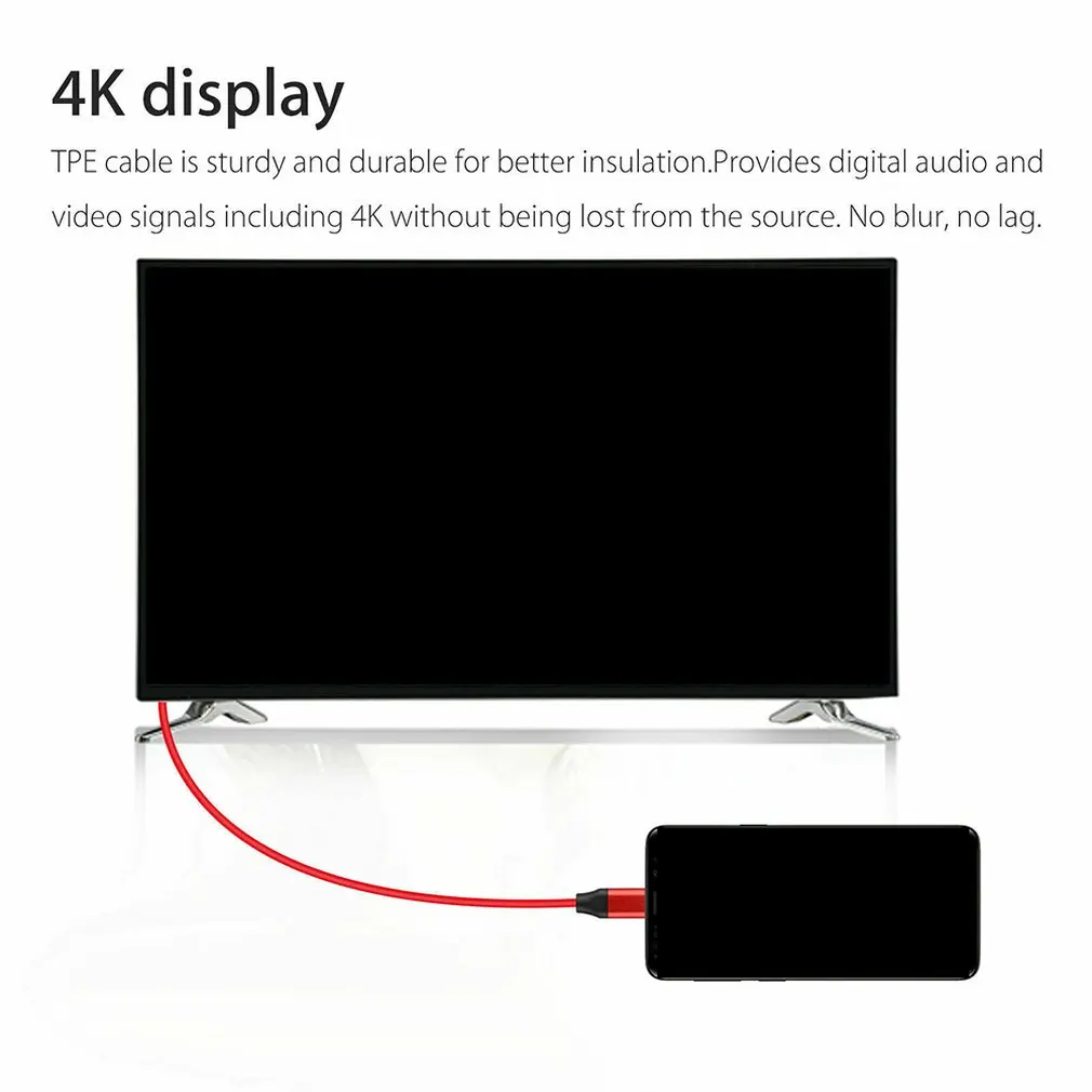 Для samsung Galaxy S10 S9 Note 9 type-C USB-C к HDMI HDTV 4K Кабель-адаптер type C к HDMI кабель красный