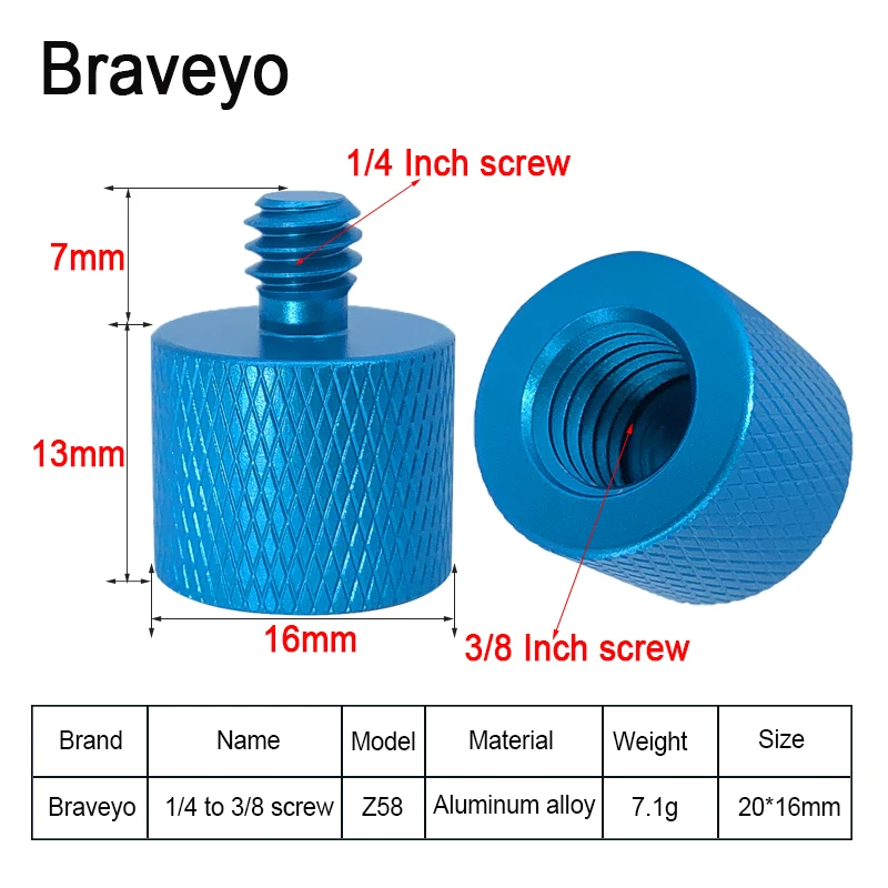 1/4 to 3/8 Inch Screw Universal Camera Conversion Screw Tripod Ballhead Quick Release Mount Adapter Aluminum Four Color For Dslr mini photo studio lightbox Photo Studio Supplies