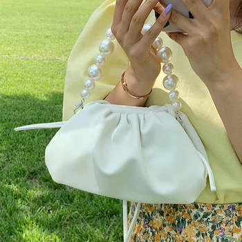 

Pearl Tote Cloud Bag 2020 Fashion New High-quality Soft Leather Women's Designer Handbag Elegant Travel Shoulder Messenger Bag
