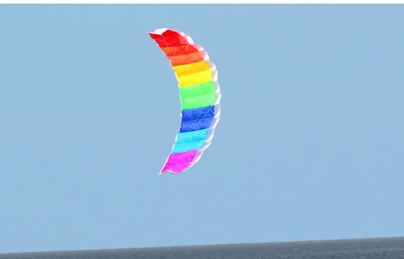 Outdoor High Quality Dual Line1.4m Parafoil Kite With kite handle Power Braid Sailing Rainbow Sports Beach good Flying