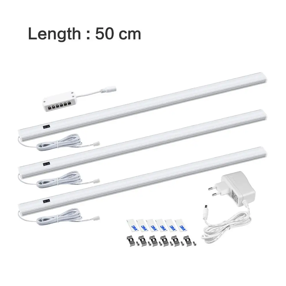 3X50CM -With adapter 5 Вт 6 Вт 7 Вт ручной развертки датчик движения светодиодный кухонные шкафы ночник для спальни шкаф для кухни домашнего освещения - Цвет: 3X50CM -With adapter