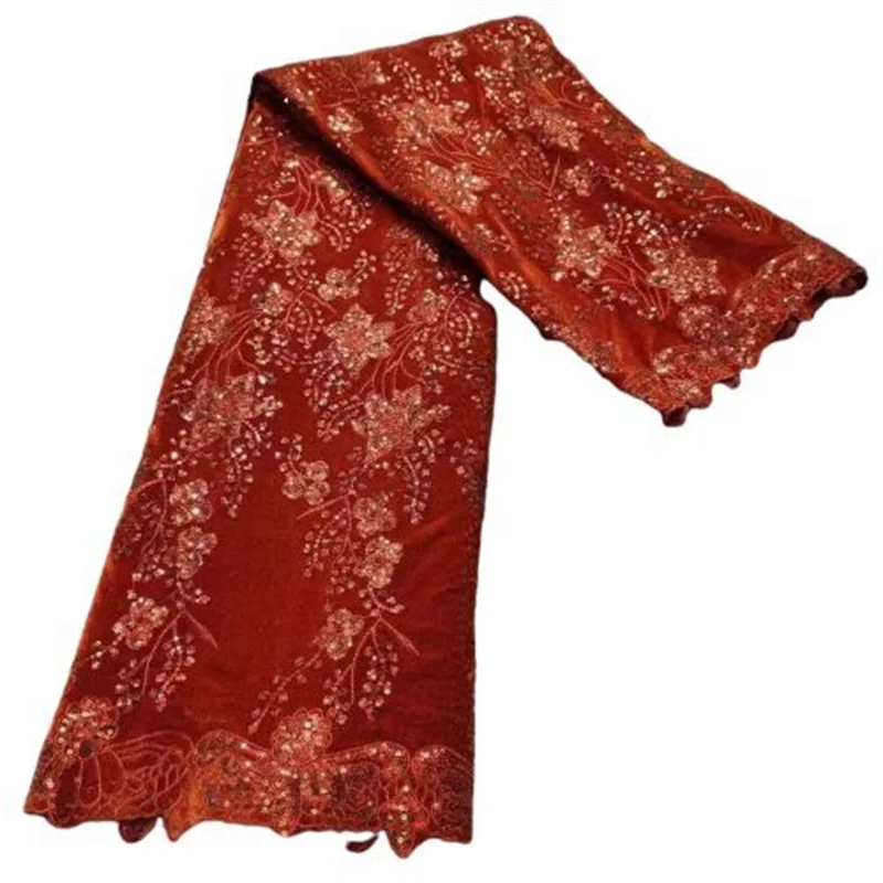 

Новейшая оранжевая золотая вышивка, Африканское Сетчатое кружево, блестящая бархатная Тюлевая кружевная ткань для очаровательвечерние вечернего платья