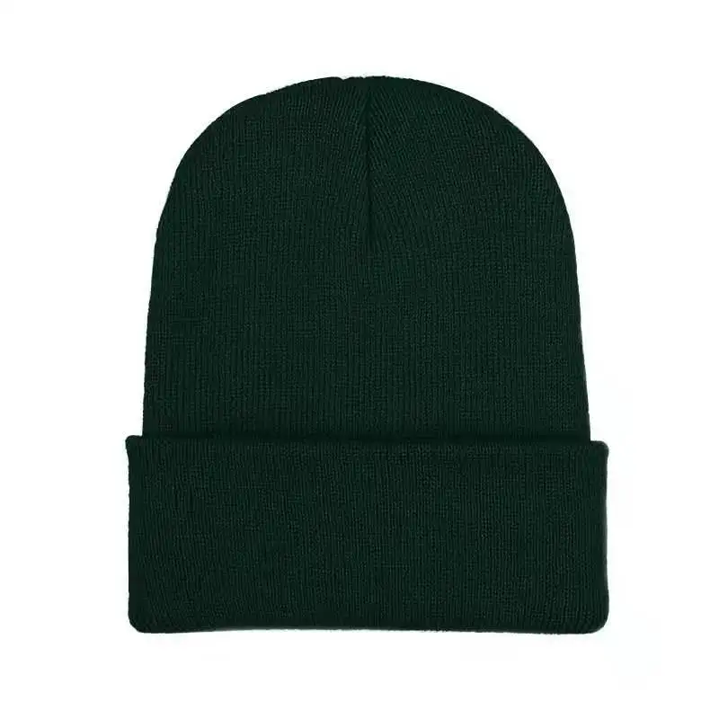 Miya Mona/Новые Осенние вязаные шапки для женщин; тонкая вязаная зимняя шапка; однотонная шапка ярких цветов для девочек - Цвет: dark green