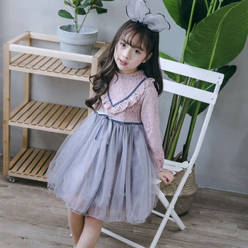 

Lace Spring Autumn Winter Baby Girls Long Sleeve Princess Dress Kids Fashion Cotton Ball Gown Child Lace Party Dress Clothes