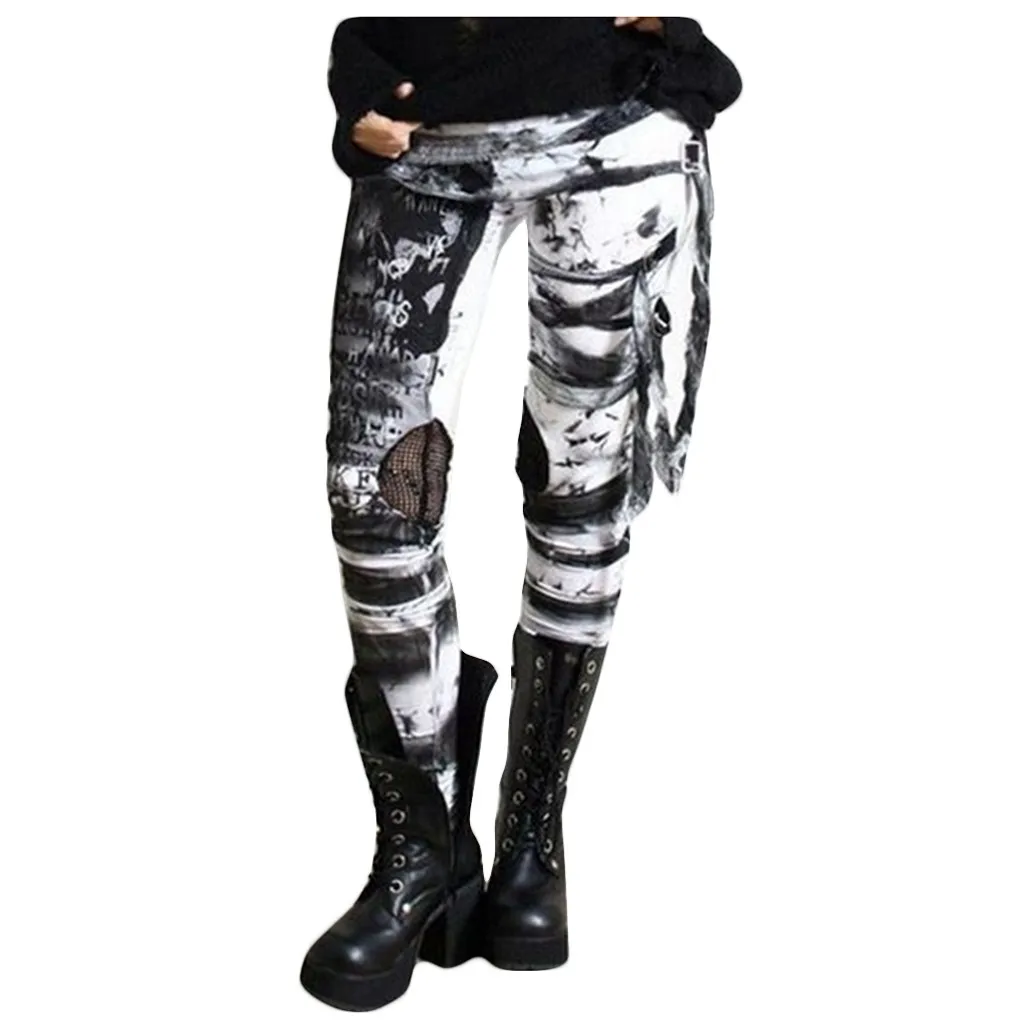 Leggings de estilo gótico para mujer, pantalones Ultra fruncidos, estilo rockero, desgastado, Punk, Tie Dye, Retro, Hip Hop, ropa de para de 2021|Pantalones y capri| - AliExpress