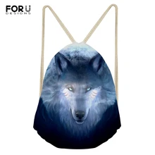 FORUDESIGNS/модные сумки на завязках для путешествий "Fantasy Wolf" узор Для женщин обувь карманы мультфильм дизайн с изображением животных, рюкзак для путешествий