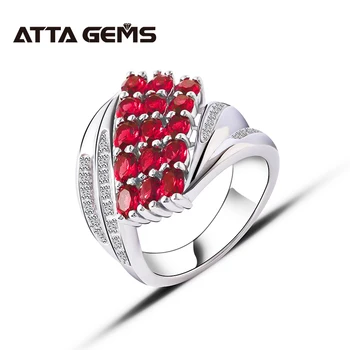 

Red Ruby Sterling Silver Ring 3 Carats Created Ruby Gemstone Fine Jewelry All Clean Quality Women's Fine Jewelry For Wedding