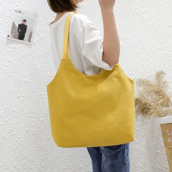 

Ladies casual canvas bag solid color wild large capacity shoulder bag 2020 New wild diagonal Холщовый мешок