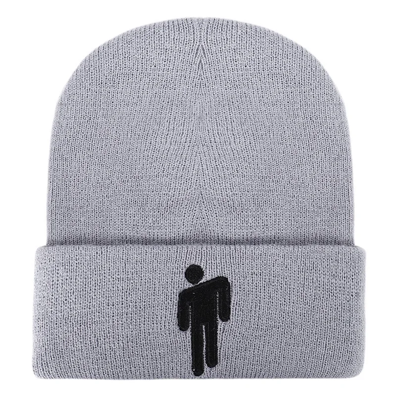 Gray Модные вязаные шапки Skullies, хлопковые Повседневные шапки бини, одноцветные шапки в стиле хип-хоп, теплые зимние шапки унисекс, безопасная Лыжная шапка - Цвет: Gray