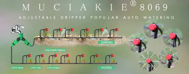 Ugelli Micro Irrigazione 360 Gradi - Set 15 Pezzi Per Giardino Con Connettori Da 1/4"