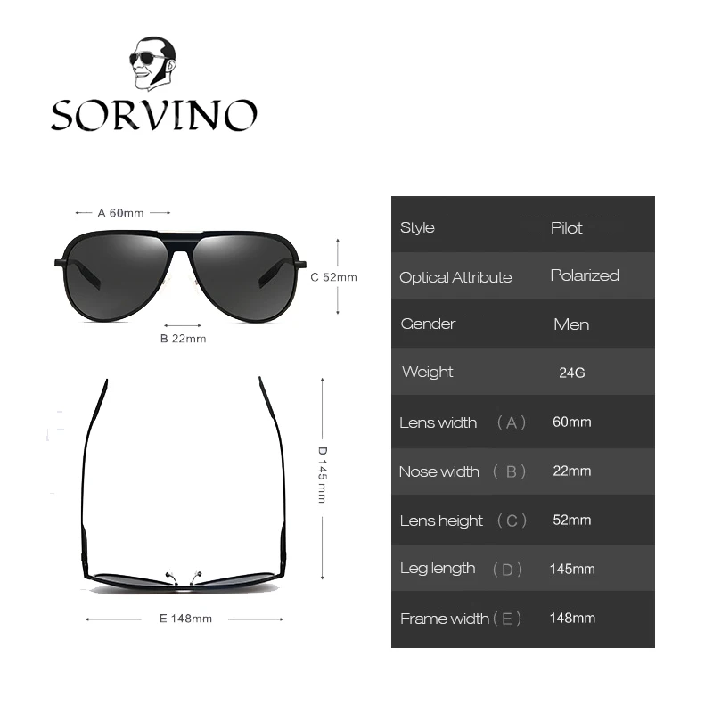 Мужские Солнцезащитные очки авиаторы SORVINO поляризационные из алюминиево
