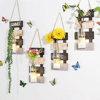 

Rustic Jar Sconces for Home Decor Decorative Flower Wall Decor Wooden Decors Hanging MJJ88