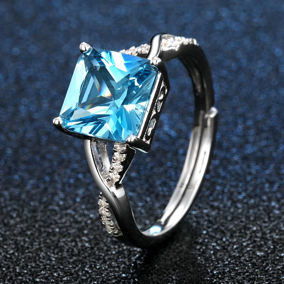 ALLNOEL Silver 925 Jewelry Gemstone Spinel Stunning Rings for Women White Gold Plated Adjustable Fine Jewelry Luxury Wedding