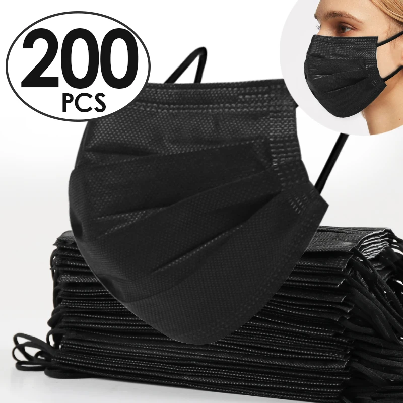 

200pcs/lot Antivirus Mouth Mask Virus Nonwoven 4 Layer Carbon Filter Men Women Face Mask Dust Mascarilla Flu Facial Masks