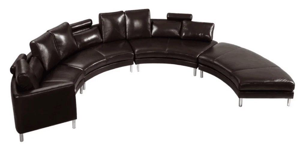 Скандинавский современный изогнутый диван вилла гостиная дуга кожаный диван - Цвет: BROWN