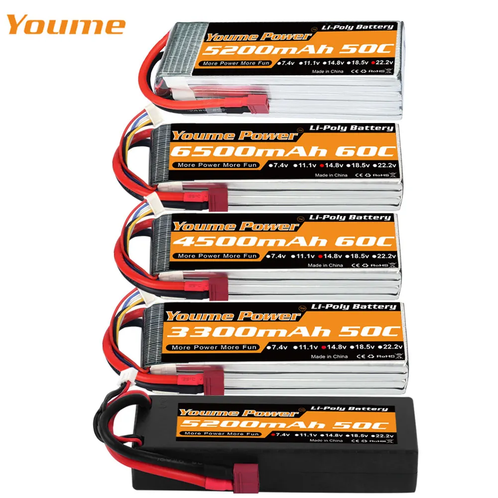 $22.65 Youme RC Lipo Battery 2S 3S 4s 6S 111v 148V 222v 5000mah 5200mah 6200mah 6500mah 3300mah Battery