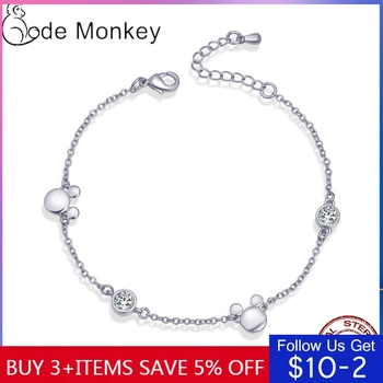 

CodeMonkey 2020 New Hot Sale S925 3 Style Simple Zircon Mikey Women Bracelet Making Fashion Jewelry Wedding Party Gift CMB138
