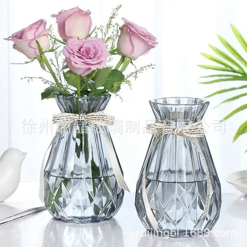 

Glass Vase Transparent Creative Hydroponic Green Dill Plant Vase Living Room Decoration Ornaments Dried Flower Vase