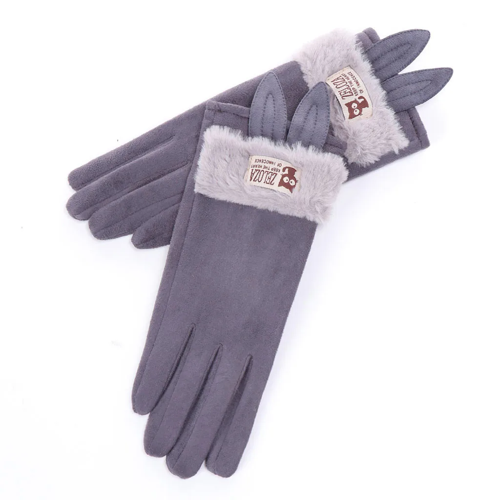 Женские перчатки Guantes милые кавайные перчатки с заячьими ушками женские Зимние флисовые термоперчатки утепленные варежки Handschoenen