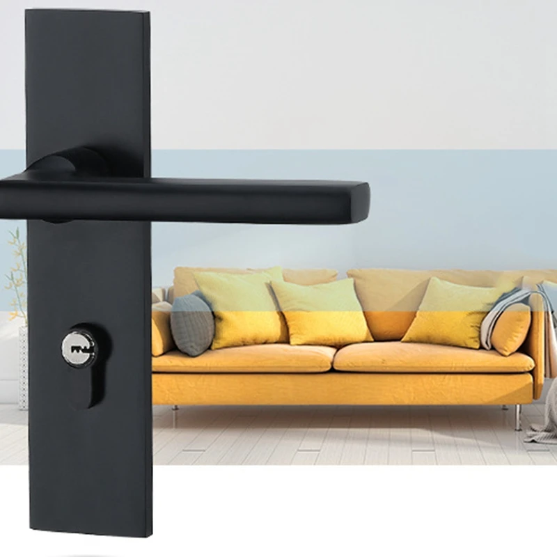 Space Aluminum Door Locks Continental Bedroom Minimalist Interior Door Handle Lock Security Mute Door Lock Household Security Do