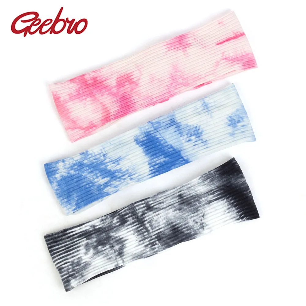 

Geebro Tie Dye Flat Stretchy Headband For Women Color Mixing Accessories Turban Wraps Female Bohemia Hairband Headwear AQ017