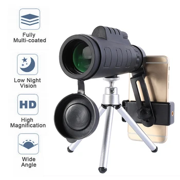 

Universal 50X60 Zoom HD Mobile Phone Monocular Telescope Day/Night Vision+Tripod & Clip Smartphone Lens Accessories