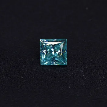 

inbeaut 2.5 ct Blue Princess Square Moissanite Excellent Cut VVS1 D Color Pass Diamond Test Loose Moissanite for Wedding Jewelry