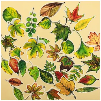 

34Pcs/Bag Hand Draw Plants Leaves Sticker DIY Craft Scrapbooking Album Junk Journal Planner Decorative Stickers
