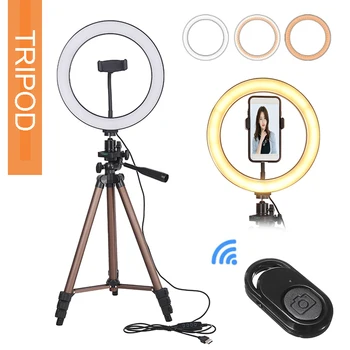 

Universal 10 inch LED Ring Light Dimmable with Phone Tripod for Smart Cell Mobile Phone Live Selfie Makeup Holders Stands