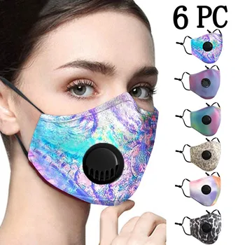 

Unisex 6pcs Facial Mask mouth mask Respiratory Valve Reusable Washable mascarillas lavables face mask with filters mascarilla