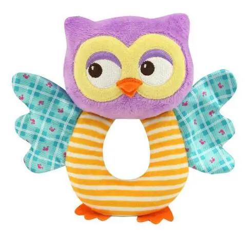 owl Детские Мультяшные звери жираф ручка в форме рыбы Погремушки Мягкие плюшевые безопасные Прорезыватели игрушки уход за зубами Кукла Детская - Цвет: owl