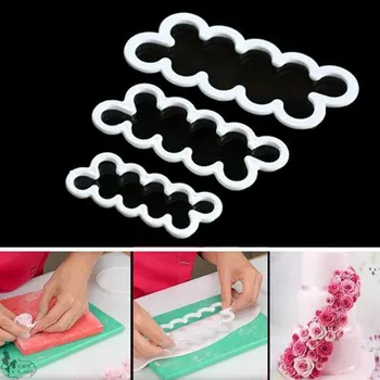 

3PCS Large Medium And Small Size All-in-one Rose Fondant Cake Mold White Plastic Sugar Crust Printing Mold DIY Bakery Baking