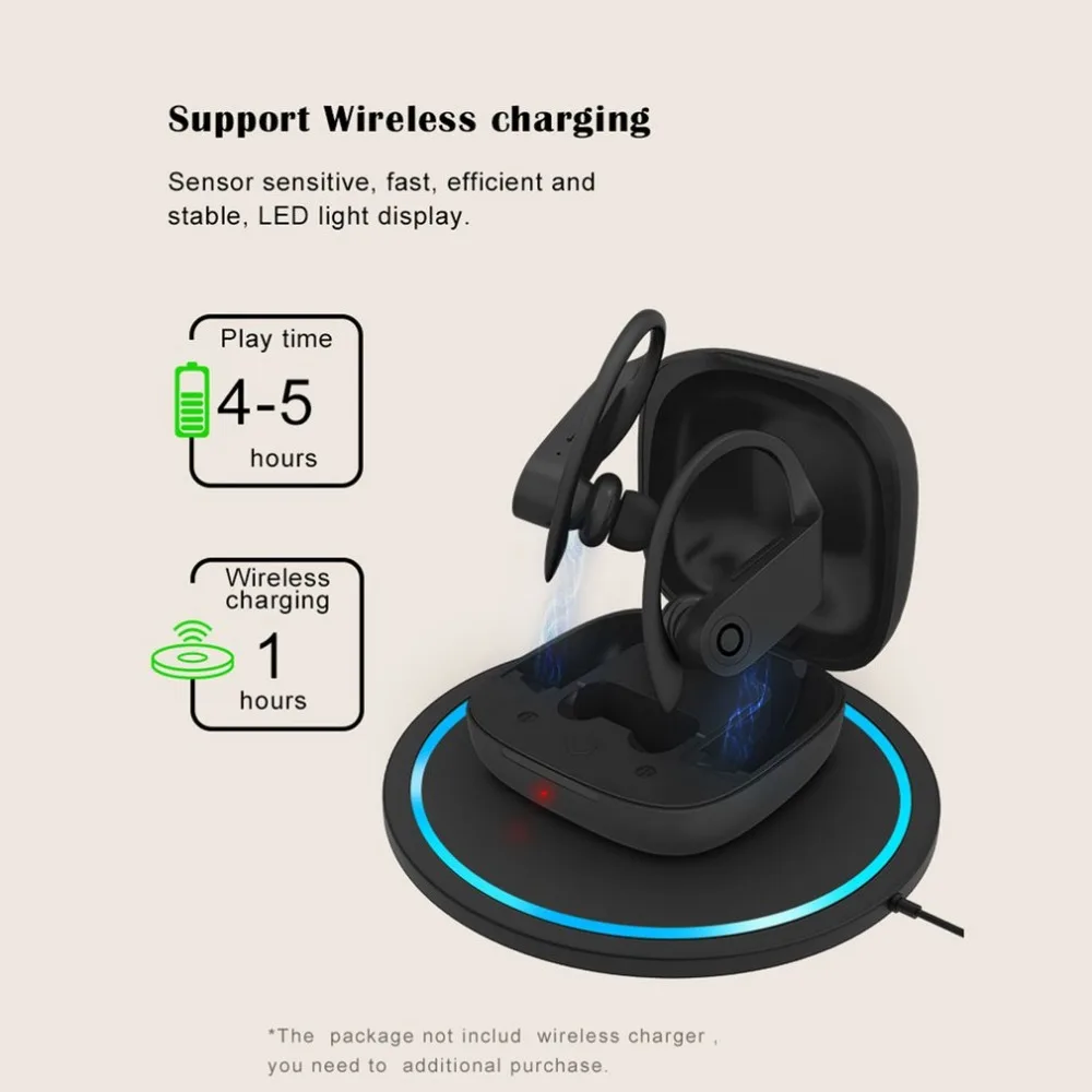 B10 гарнитура Bluetooth 5,0 спортивные наушники с крючком и беспроводной зарядной коробкой с микрофоном настоящие беспроводные наушники для телефонов