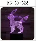 3D-825 Покемон умбреон Mewtwo Gengar 7 цветов 3D лампа визуальный светодиодный ночник для детей сенсорный Usb стол Lampara детский спальный ночник - Испускаемый цвет: 3D-825