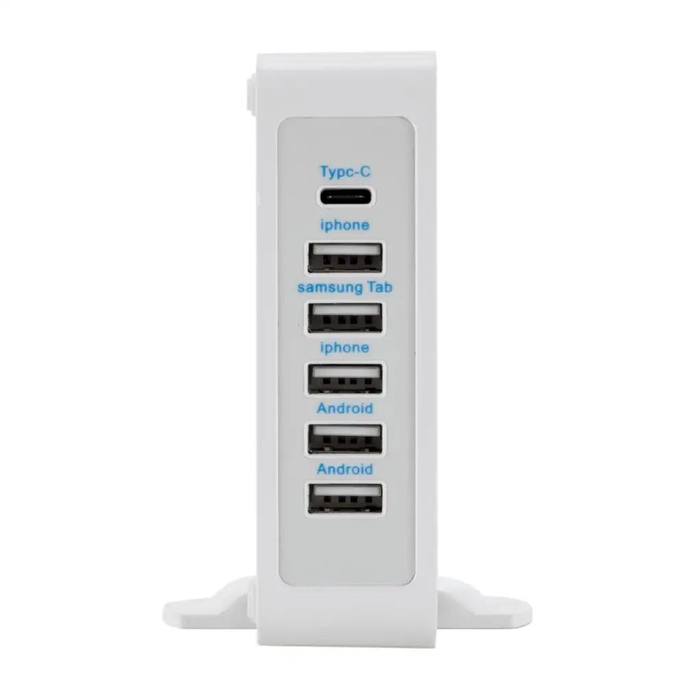 Универсальное 6 портов USB 3,1 type-C быстрое зарядное устройство 5V 10A настольное зарядное устройство для мобильного телефона с подставкой USB зарядное устройство США/ЕС/Великобритания Разъем FS